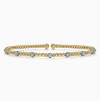 Two Tone 14K Yellow & White Gold Diamond Beaded Bujukan Cuff Bracelet
