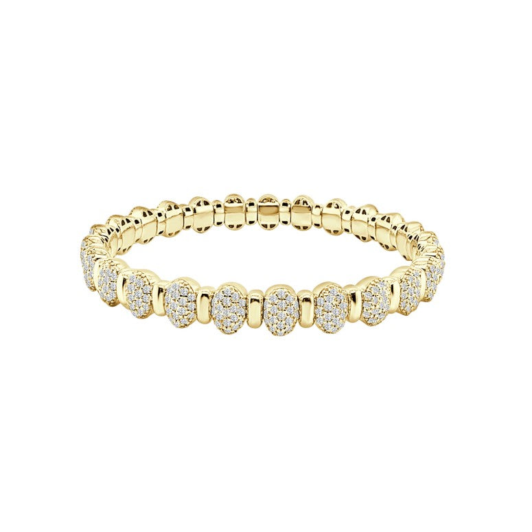 14K Yellow Gold Oval Stretch Diamond Bracelet