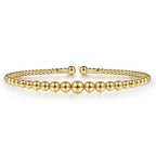 14K Yellow Gold Beaded Cuff Bracelet