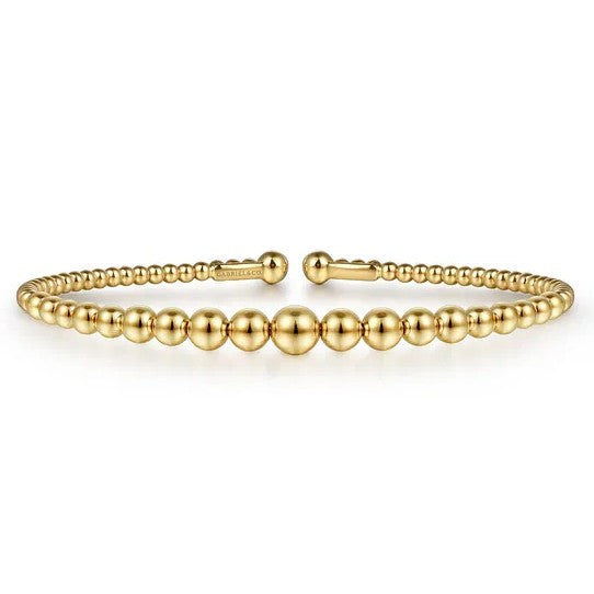 14K Yellow Gold Beaded Cuff Bracelet