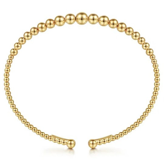 14K Yellow Gold Beaded Cuff Bracelet