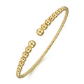 14K Yellow Gold Beaded Open Cuff Bracelet