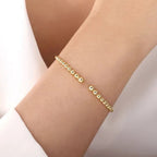 14K Yellow Gold Beaded Open Cuff Bracelet