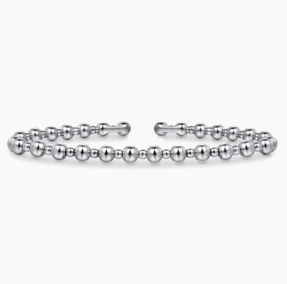 14K White Gold Beaded Bujukan Cuff Bracelet