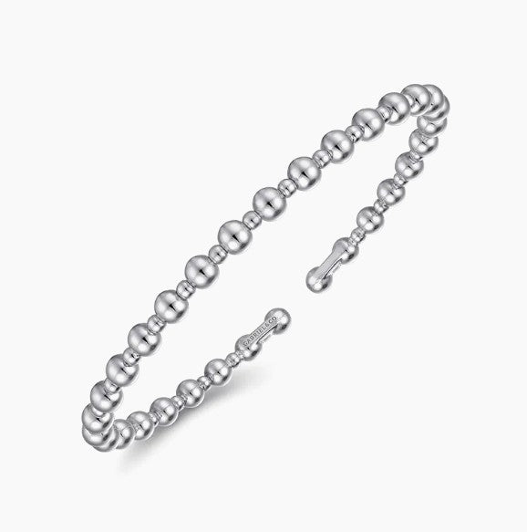 14K White Gold Beaded Bujukan Cuff Bracelet