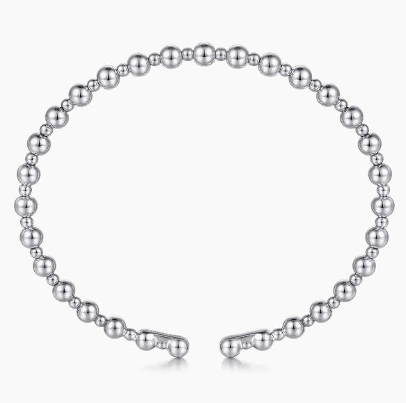 14K White Gold Beaded Bujukan Cuff Bracelet