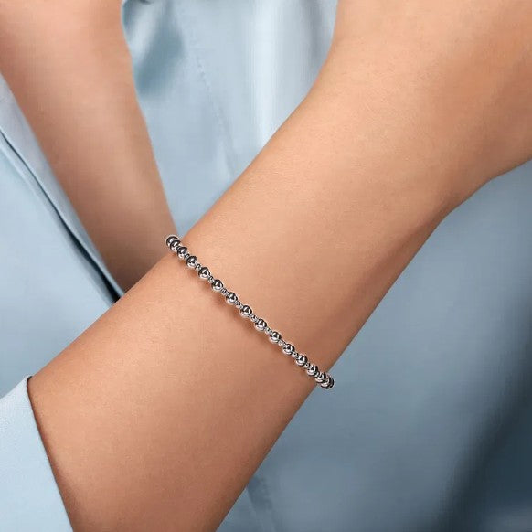 14K White Gold Beaded Bujukan Cuff Bracelet