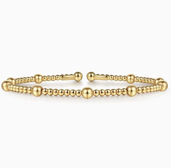 14K Yellow Gold Beaded Bujukan Cuff Bracelet