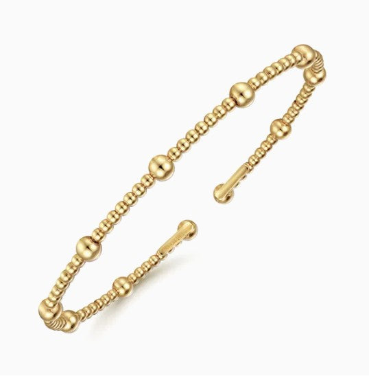 14K Yellow Gold Beaded Bujukan Cuff Bracelet