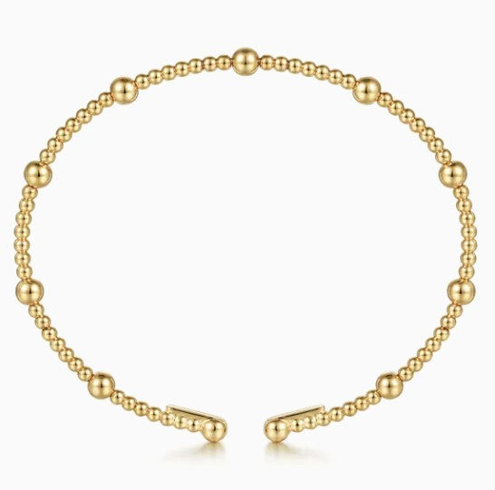 14K Yellow Gold Beaded Bujukan Cuff Bracelet