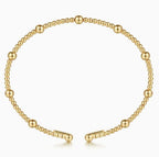 14K Yellow Gold Beaded Bujukan Cuff Bracelet