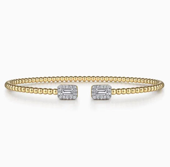 14K Yellow Gold Bujukan Beaded Diamond Cuff Bracelet