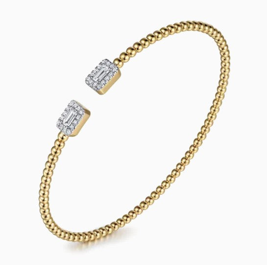 14K Yellow Gold Bujukan Beaded Diamond Cuff Bracelet