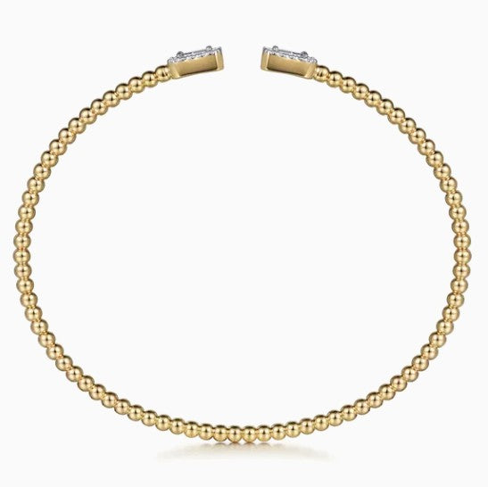 14K Yellow Gold Bujukan Beaded Diamond Cuff Bracelet