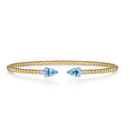Two Tone 14K Yellow & White Gold Bujukan Open Cuff Bracelet
