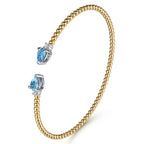 Two Tone 14K Yellow & White Gold Bujukan Open Cuff Bracelet