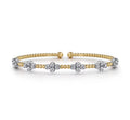 Two-Tone 14K Yellow & White Gold Beaded Bujukan Station Cuff Bracelet