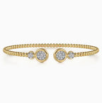 Two-Tone 14K Yellow & White Gold Beaded Bujukan Cuff Diamond Bracelet