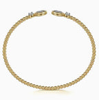Two-Tone 14K Yellow & White Gold Beaded Bujukan Cuff Diamond Bracelet