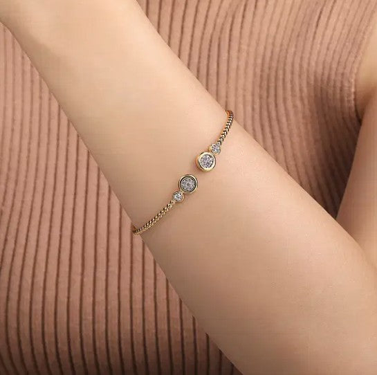 Two-Tone 14K Yellow & White Gold Beaded Bujukan Cuff Diamond Bracelet