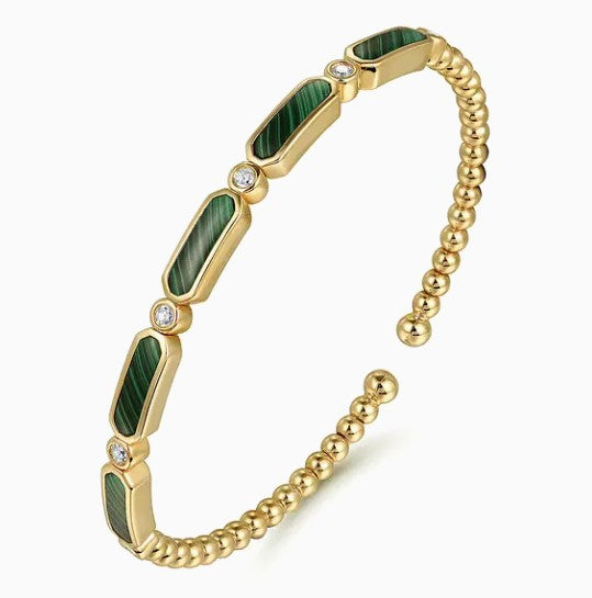 14K Gold Malachite Bujukan Cuff Bracelet