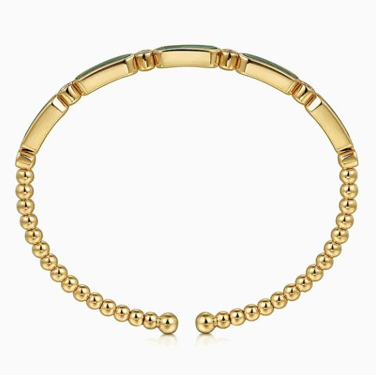 14K Gold Malachite Bujukan Cuff Bracelet