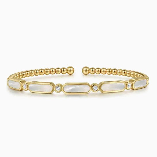 14K Gold Mother of Pearl Bujukan Cuff Bracelet