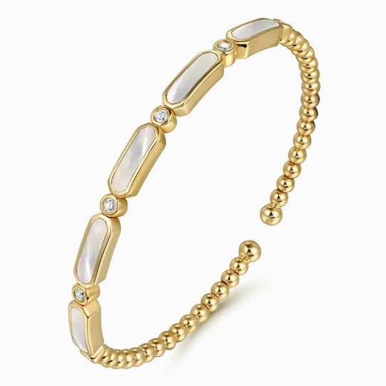 14K Gold Mother of Pearl Bujukan Cuff Bracelet