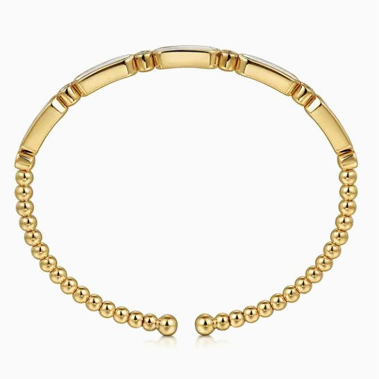 14K Gold Mother of Pearl Bujukan Cuff Bracelet