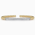 14K Yellow Gold Bar Beaded Bujukan Cuff Bracelet