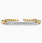 14K Yellow Gold Bar Beaded Bujukan Cuff Bracelet