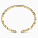 14K Yellow Gold Bar Beaded Bujukan Cuff Bracelet
