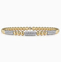 Two-Tone 14K Yellow & White Gold Bujukan Beaded Diamond Bar Bangle Bracelet