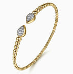 14K Yellow Gold Beaded Bujukan Diamond Cuff Bracelet