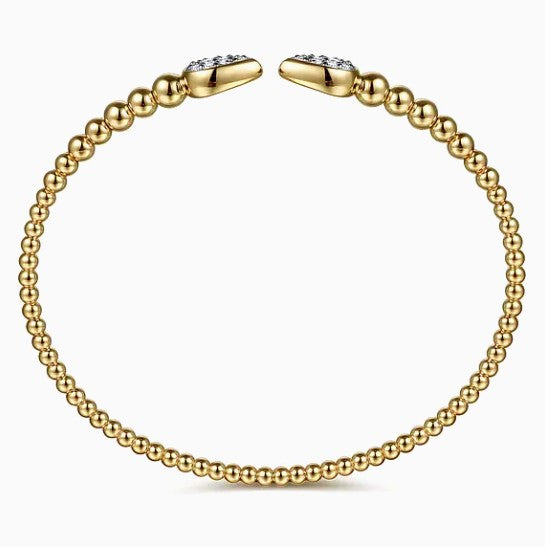 14K Yellow Gold Beaded Bujukan Diamond Cuff Bracelet