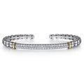Sterling Silver & 14K Yellow Gold Bujukan Cuff Bracelet with White Sapphires