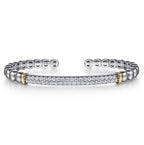 Sterling Silver & 14K Yellow Gold Bujukan Cuff Bracelet with White Sapphires