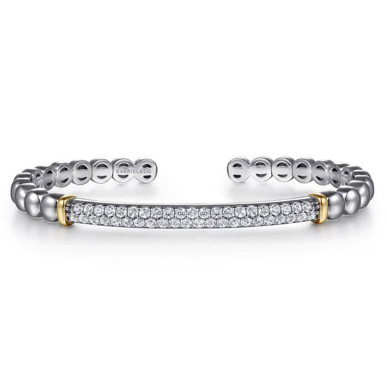 Sterling Silver & 14K Yellow Gold Bujukan Cuff Bracelet with White Sapphires