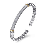 Sterling Silver & 14K Yellow Gold Bujukan Cuff Bracelet with White Sapphires