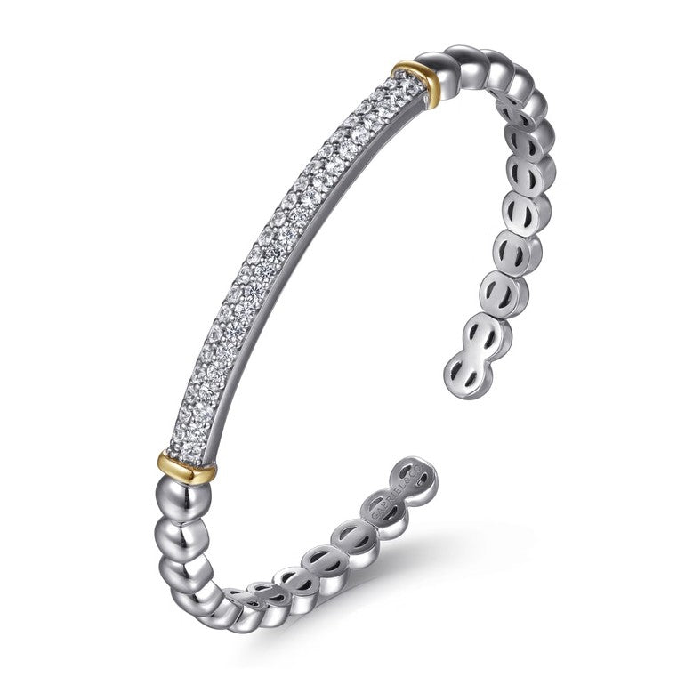 Sterling Silver & 14K Yellow Gold Bujukan Cuff Bracelet with White Sapphires