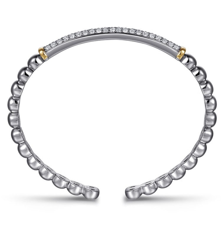 Sterling Silver & 14K Yellow Gold Bujukan Cuff Bracelet with White Sapphires