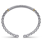 Sterling Silver & 14K Yellow Gold Bujukan Cuff Bracelet with White Sapphires