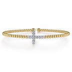 14K Yellow & White Gold Beaded Bujukan Cross Diamond Bracelet