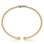 14K Yellow & White Gold Beaded Bujukan Cross Diamond Bracelet