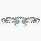 Sterling Silver & 14K Yellow Gold Blue Topaz Accent Bujukan Cuff Bracelet