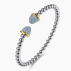 Sterling Silver & 14K Yellow Gold Blue Topaz Accent Bujukan Cuff Bracelet