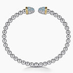 Sterling Silver & 14K Yellow Gold Blue Topaz Accent Bujukan Cuff Bracelet