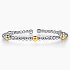 Sterling Silver & 14K Yellow Gold Station Accent Bujukan Cuff Bracelet