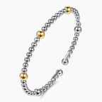 Sterling Silver & 14K Yellow Gold Station Accent Bujukan Cuff Bracelet