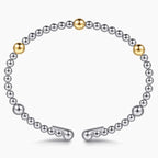 Sterling Silver & 14K Yellow Gold Station Accent Bujukan Cuff Bracelet